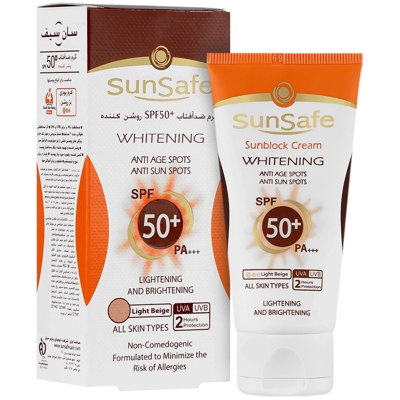 کرم ضد آفتاب روشن کننده بژ روشن SPF50 سان سیف - ضد آفتاب