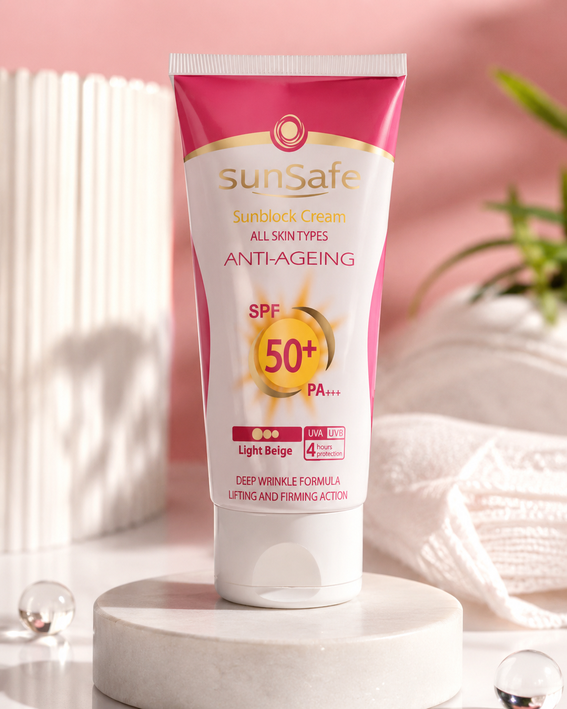 کرم ضدآفتاب و ضد چروک بژ روشن سان سیف SPF50 - ضد آفتاب